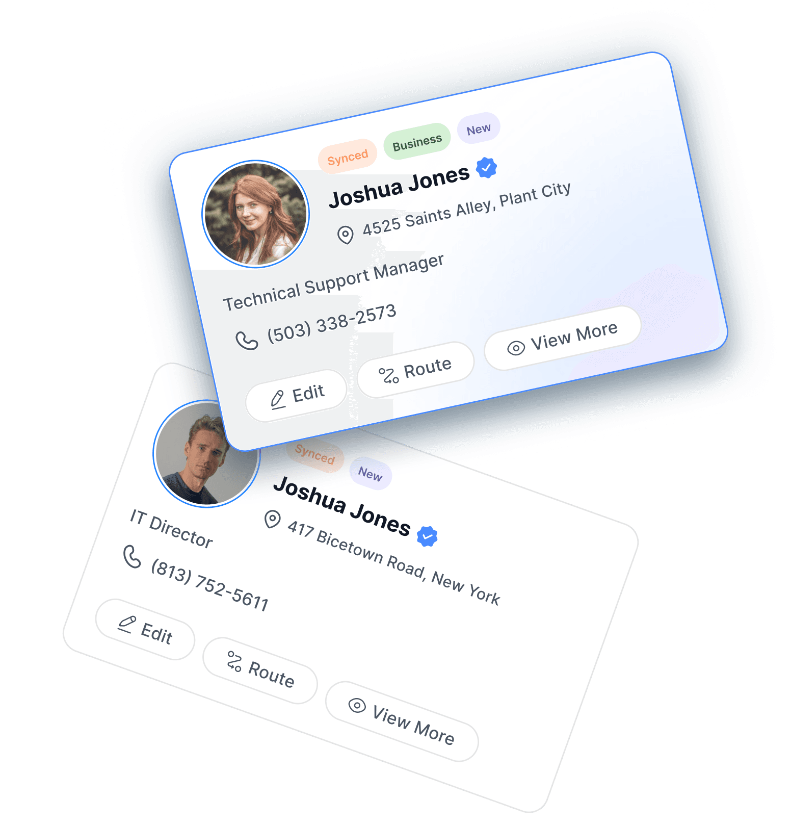 Verified business lead contact cards